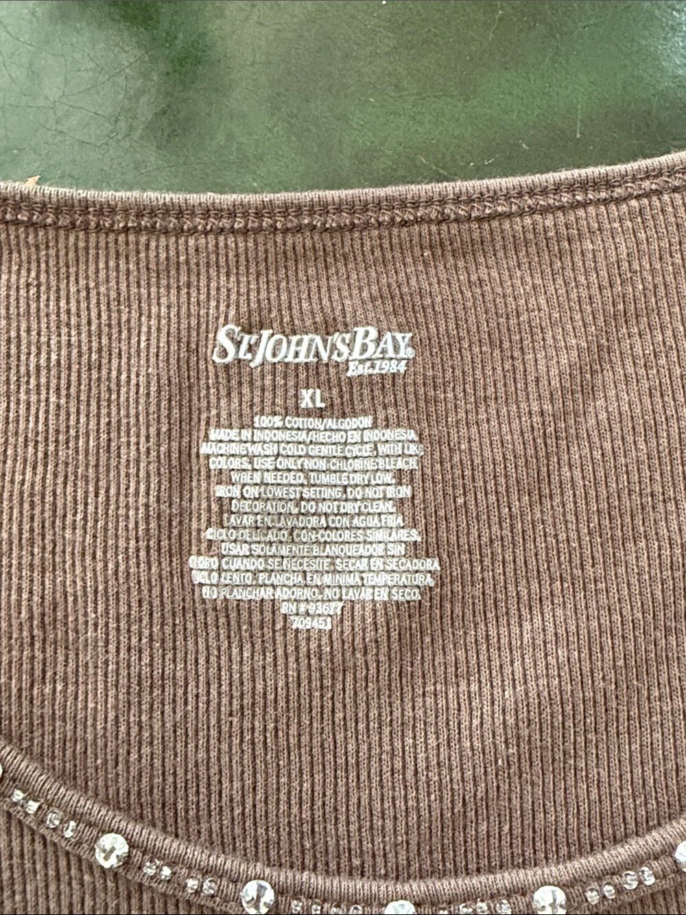 St. John's Bay Brown Sleeveless Tank with Bead-Trim Scoop Neck - Picture 5 of 5